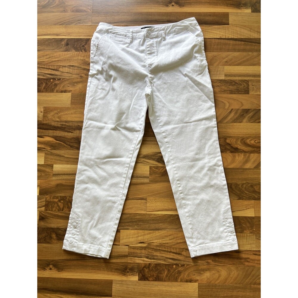 Chadwicks Women's White Buttoned Ankle Pants - 12T Casual Beachy Resort Vacation
